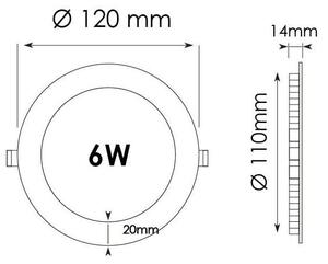 6W vgradni LED panel 4000K okrogli beli