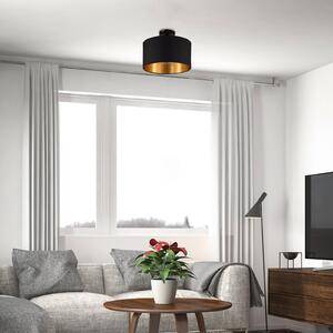B.K. Licht Stropna svetilka Kari, črna/zlata, tekstil, E27, zatemnjen, Črna, Dnevna soba / jedilnica, Tkanine / tekstil, Sodobni