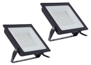 PRIOS Prios LED zunanji reflektor Maikel, 100 W, kovina, komplet 2 kosov, Črna, Aluminij, Sodobni