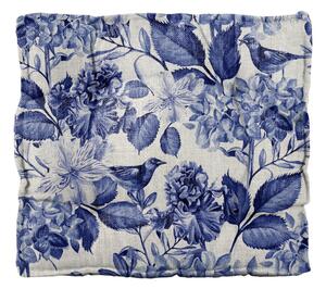 Lanena blazina za stol Really Nice Things Square Blue Flowers, 37 x 37 cm