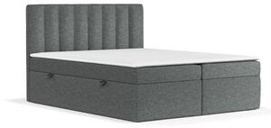 Temno siva boxspring postelja s prostorom za shranjevanje 140x200 cm Novento – Maison de Rêve