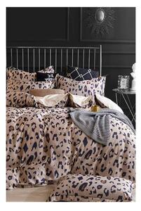 Rjava podaljšana bombažna posteljnina za zakonsko posteljo z rjuho 200x220 cm Leopard – Mila Home