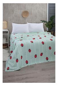 Mentolno zeleno bombažno pregrinjalo 170x230 cm Strawberry – Mila Home