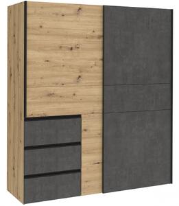 Garderobna omara WINN 2 W2QS823E71 (hrast/temno siva)