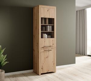 Visoka vitrina JANEZ v barvi hrasta Artisan - HRAST ARTISAN-ČRNA