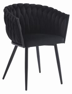 Žametni jedilni fotelj ORION VELVET s črnimi nogami, črn