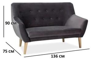 Temno siva dvosedna zofa NORDIC VELVET