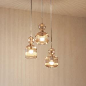 TK Lighting Visoka svetilka Sophia, 3-žarilna, Ø 41 cm, konjak/črna, E14, zatemnjen, Siva, Dnevna soba / jedilnica, Steklo