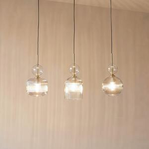 TK Lighting Visoka svetilka Sophia, 3-žarilna, 65 cm, konjak/črna, E14, zatemnjen, Siva, Dnevna soba / jedilnica, Steklo