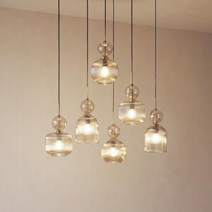 TK Lighting Visoka svetilka Sophia, 6-žarilna, 65 cm, konjak/črna, E14, zatemnjen, Siva, Dnevna soba / jedilnica, Steklo