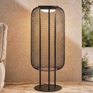 Lucande LED-stoječa svetilka Korvyn, črna, višina 80 cm, IP44, Črna, Kovina, Dizajn