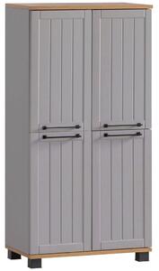 Stylife Visoka Komoda Jelda, Platinasta Barva, Barva Hrasta