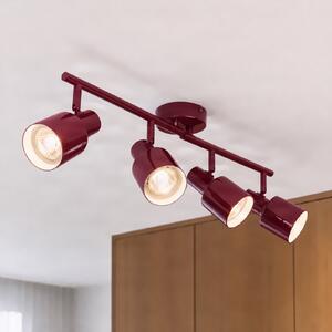 Lindby stropni reflektor Ovelia, temno rdeč, 80 cm, 4-krilni, E27, zatemnjen, Rdeča, Dnevna soba / jedilnica, Kovina, Sodobni