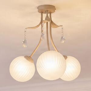 Milagro Lighting Stropna svetilka Celeste, siva-rjava, Ø 40 cm, kovina, 3-žarilna, zatemnjen, Zlata / medeninasta, Dnevna soba / jedilnica, Kovina