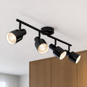 Lindby stropni reflektor Ovelia, črn, 80 cm, 4 krila, E27, zatemnjen, Črna, Dnevna soba / jedilnica, Kovina, Sodobni