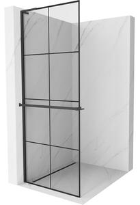 Mexen Kioto+ L Stenska prha s polico Walk-in 70 x 200 cm, črna mreža, črna - 800-070-123-70-77
