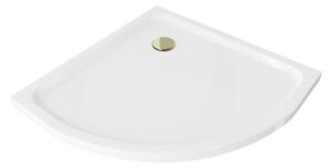 Mexen Flat polkrožni slim tuš 70 x 70 cm, bel, sifon zlati - 41107070G