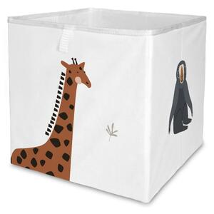 Bel tekstilni otroški organizator za igrače 32x32x32 cm Safari Animals – Butter Kings