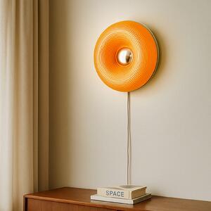 Lindby LED namizna/stenna svetilka Fjora, oranžna/krom, Ø30cm, dim., zatemnjen, Oranžna, Dnevna soba / jedilnica, Steklo, Dizajn