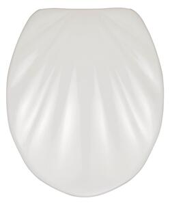 Bela WC deska z enostavnim zapiranjem Wenko Premium Sea Shell, 45,5 x 38 cm