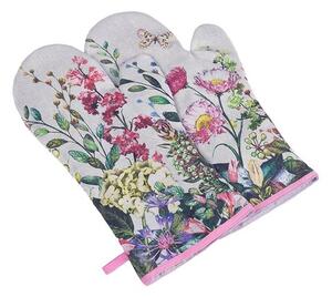 Bellatex Rokavice za žar Bow Flowers črne, 22 x 46cm, 2 kosa