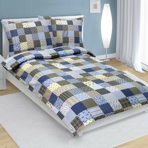 Bellatex Flanel posteljnina Patchwork modra , 140x 200 cm, 70 x 90 cm