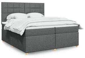 VidaXL Box spring postelja z vzmetnico temno siva 200x200 cm blago