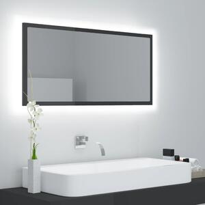 VidaXL LED kopalniško ogledalo visok sijaj sivo 90x8,5x37 cm akril