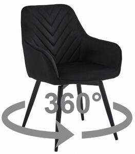 Vrtljiv jedilni stol NANA360 VELVET, črn
