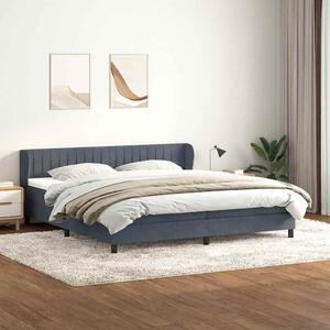 VidaXL Boxspring postelja z vzmetnicami temno siva 200x220 cm žamet