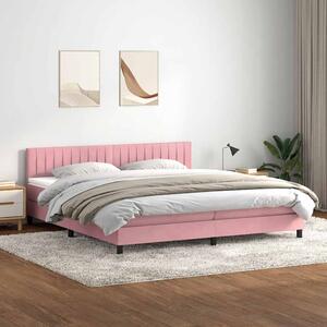 VidaXL Box Spring postelja z vzmetnico Pink 200x220 cm žamet