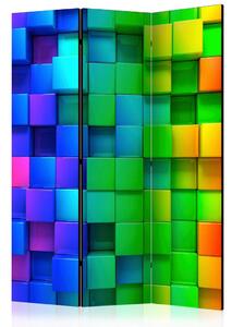 Artgeist Paravan Colourful Cubes, 3-Delni, Dvostranski