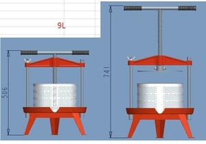 Okvirna stiskalnica za sadje 9 l, nerjaveče jeklo