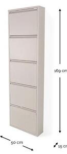 Sivorjava kovinska preklopna omarica za čevlje 50x169x15 cm Billy – Spinder Design