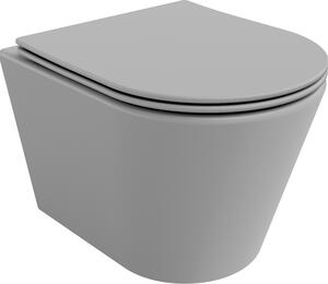 Mexen Rico wc školjka Rimless s pokrovom s počasnim spuščanjem slim, duroplast, svetlo siva mat - 30724061