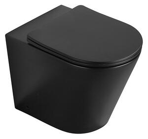 Mexen Rico stoječa WC školjka brez roba z desko s počasnim zapiranjem slim, duroplast, črna mat - 32724085