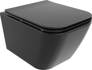 Mexen Madox WC školjka Rimless s počasnim spuščanjem slim, duroplast, mat črna - 30154070