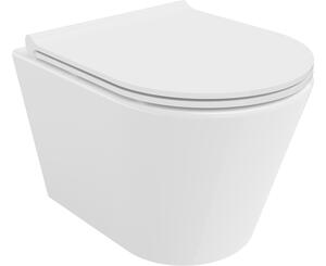Mexen Rico wc školjka Rimless s počasno zapirajočim tankim pokrovom, duroplast, bela sijaj - 30720500