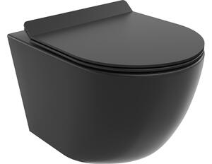 Mexen Lena WC školjka Rimless s počasno padajočim slim sedežem, duroplast, črna mat - 30220185
