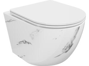 Mexen Lena wc školjka Rimless z desko počasno zapirajočo slim, duroplast, bela kamen - 30224092
