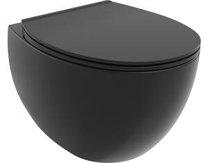 Mexen Egg WC školjka Rimless z počasi zapirajočim slim sedežem, duroplast, črna mat - 30245070