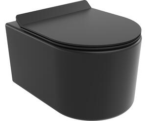 Mexen Sofia WC školjka Rimless s počasi zapiralnim slim sedežem, duroplast, črna mat - 30540185