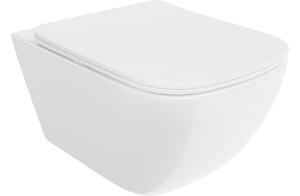 Mexen Timo WC školjka Rimless Tornado s počasi zapirajočim se slim sedežem, duroplast, bel sijaj - 30650200T