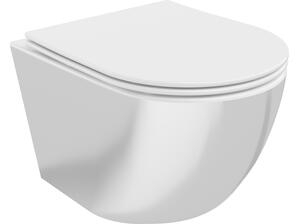 Mexen Lena WC školjka Rimless s počasnim zapiranjem deske slim, duroplast, bela/srebrna - 30224004