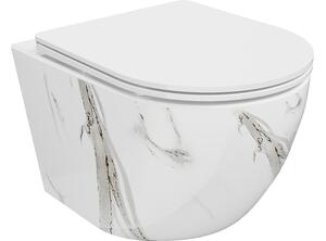 Mexen Lena wc školjka Rimless s počasi zapirajočim slim sedežem, duroplast, bel kamen - 30224094