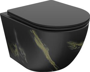 Mexen Lena WC školjka Rimless s počasnim zapiranjem slim, duroplast, črna kamnina - 30224098