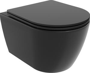 Mexen Carmen WC školjka Rimless Tornado s slim mehko zapirajočim sedežem, duroplast, mat črna - 30881085T