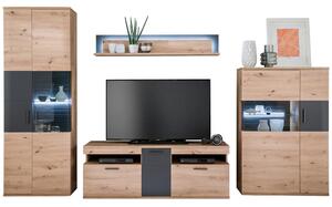 DNEVNI REGAL, antracit, prozorno, barve hrasta