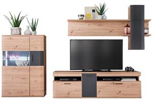 DNEVNI REGAL, antracit, prozorno, barve hrasta
