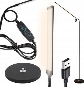 12W LED gibljiva talna svetilka 180cm USB črna